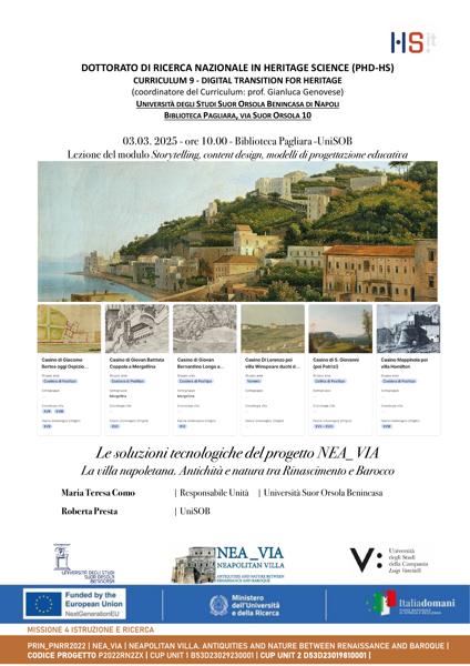 Le soluzioni tecnologiche del progetto NEA_VIA. La villa napoletana. Antichità e natura tra Rinascimento e Barocco